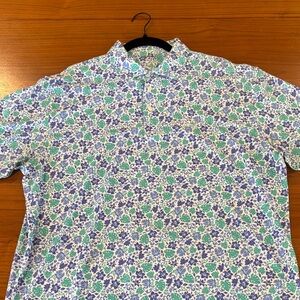 Rhoback Blue and Green Floral Polo Shirt